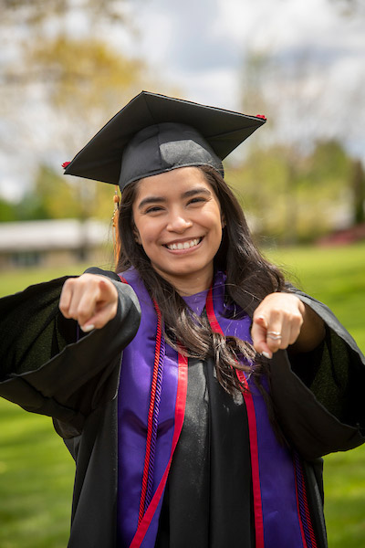 nursing student in cap and gown