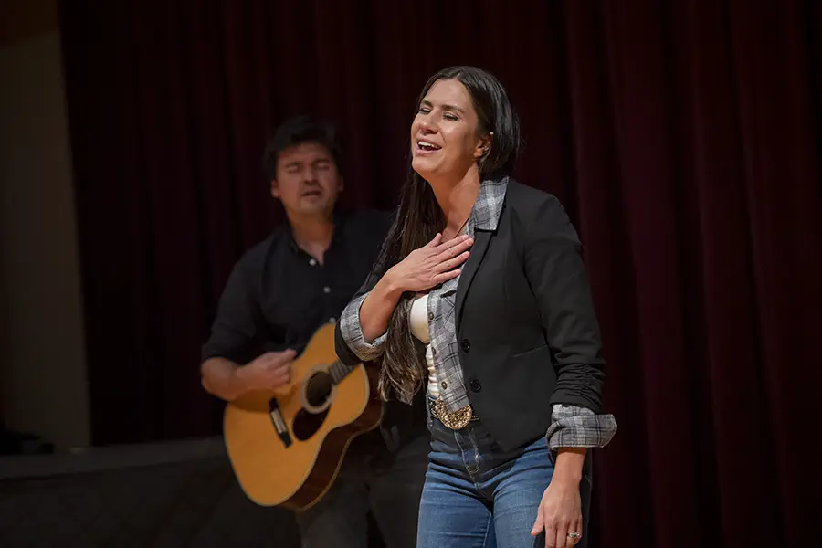 Jessie G singing at Linfield University.