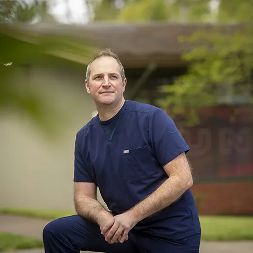 Photo of Ryan on the Linfield Portland campus.