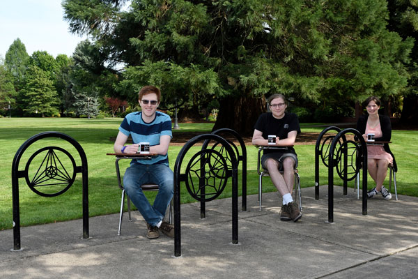 math students sitting outside of Taylor Hall