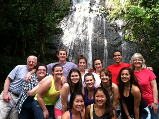 Bob McCann (left) and Nancy Drickey (right) with their Jan Term 2014 group