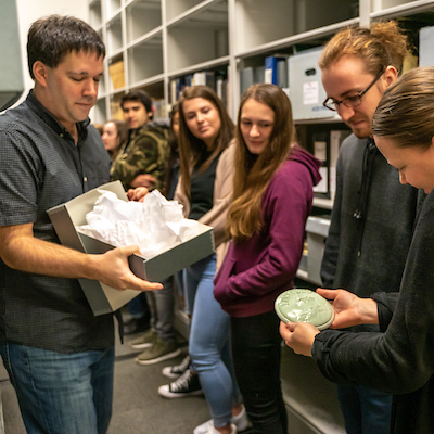 students studying in library