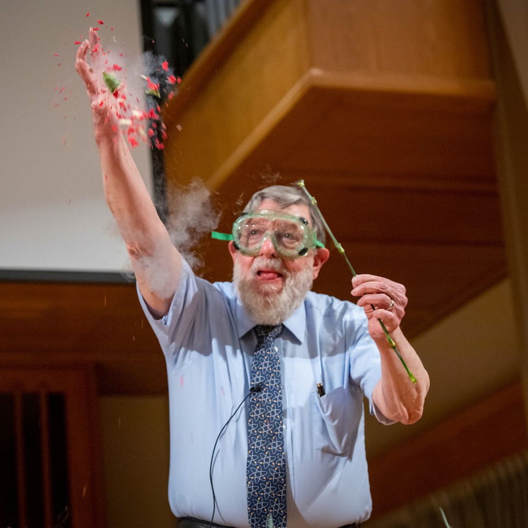 BIll Phillips breaks carnation with liquid nitrogen