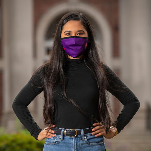 portrait of Ruby Trujillo '24 outside of Melrose Hall