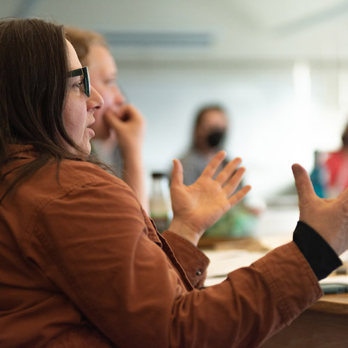 grad student speaking in class