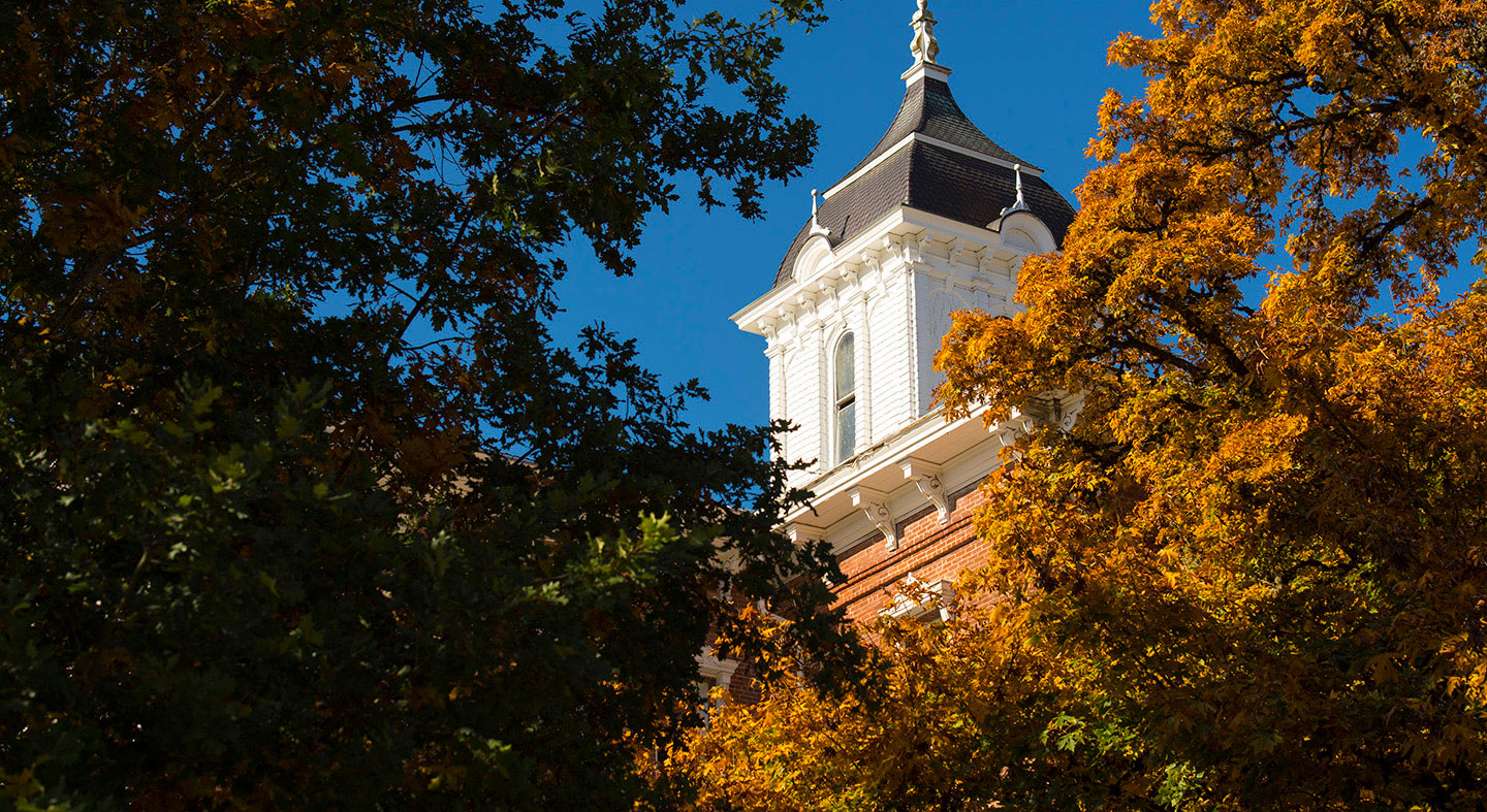 the top of Pioneer Hall