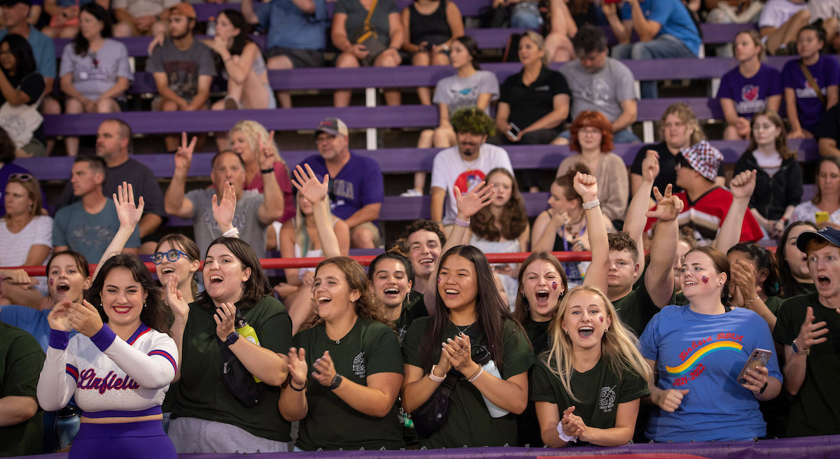 students cheering in the stands at Cat Camp 2022